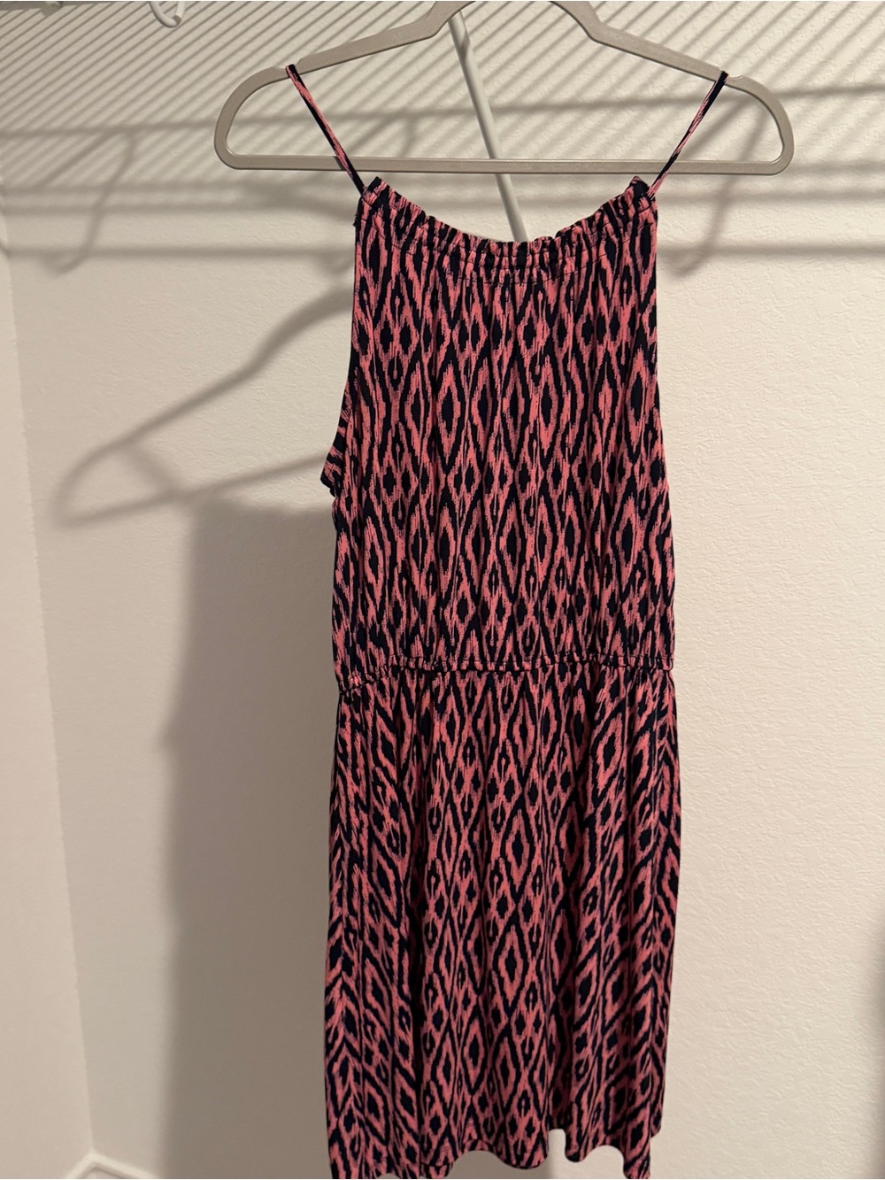 Banana Republic Pink and Black Ikat-Print Spaghetti Strap Mini Dress